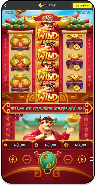 Página inicial do Fortune Ox em português na Multibet