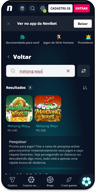 Página inicial do Mahjong Ways e Mahjong Ways II na Novibet