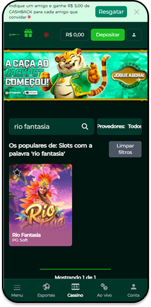 Jogo da PG Soft Rio Fantasia na plataforma Gol de Bet