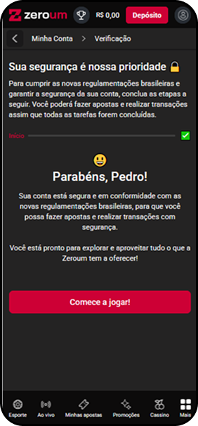Verificação da conta na Zeroum de acordo com a regulamentação brasileira