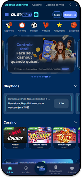 Nova casa de apostas Oleybet com cash out total