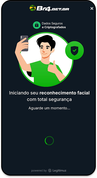 Processo de verificação facial na Br4bet com ilustração de usuário realizando reconhecimento.