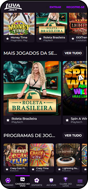 Cassino da Luva.Bet com Roleta Brasileira e jogos populares como Crazy Time e Lightning Roulette