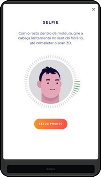 Tela de verificação de conta na Betano com instruções para realizar o scan facial em 3D