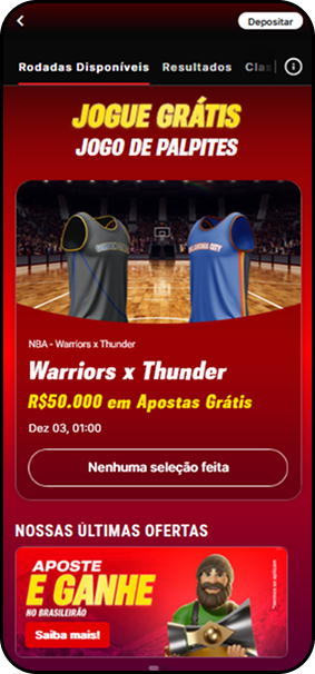Superbet Super6 jogo grátis de palpites Warriors x Thunder valendo R$50 mil em apostas grátis