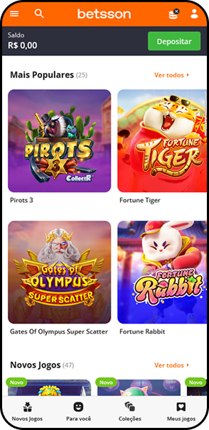 Jogos de cassino populares na Betsson incluindo Pirots 3, Fortune Tiger, Gates of Olympus e Fortune Rabbit
