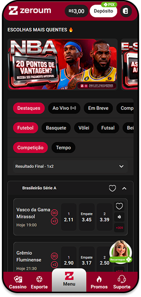 Casa de apostas Zeroumbet apresentando oferta de pagamento antecipado para a NBA