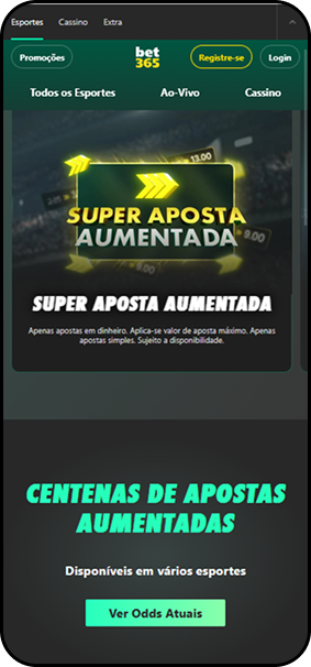 Super Aposta Aumentada Bet365 disponível em vários esportes com odds majoradas
