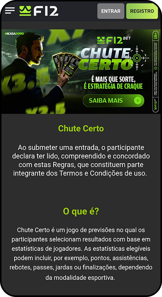 Chute Certo F12bet é um jogo de previsões esportivas baseado em estatísticas de jogadores