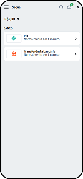 Opções de saque na Betano via Pix em 1 minuto ou transferência bancária