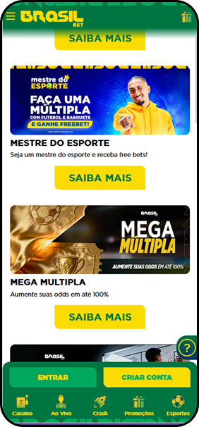 Promoções Brasil.bet Mestre do Esporte e Mega Múltipla com aumento de odds em apostas combinadas