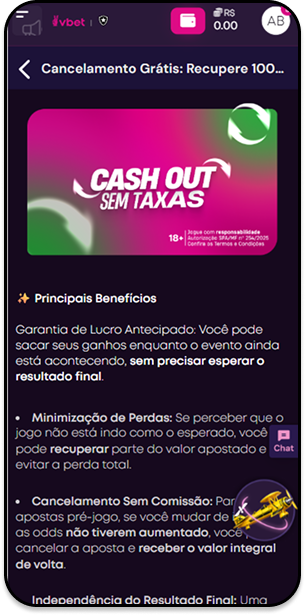 Cash out sem taxas na VBET