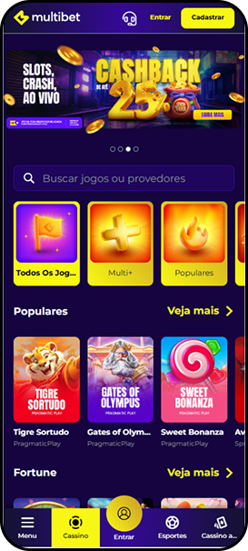 Cassino Multibet com promoção cashback de 25% em slots e crash games ao vivo