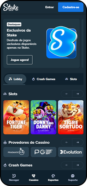 Cassino Stake com jogos exclusivos e slots Fortune Tiger, Donny Danny e Tigre da Fortuna