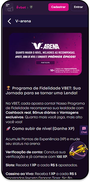Programa de fidelidade V-Arena na Vbet