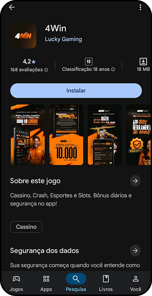 Aplicativo da 4win para baixar na Play Store