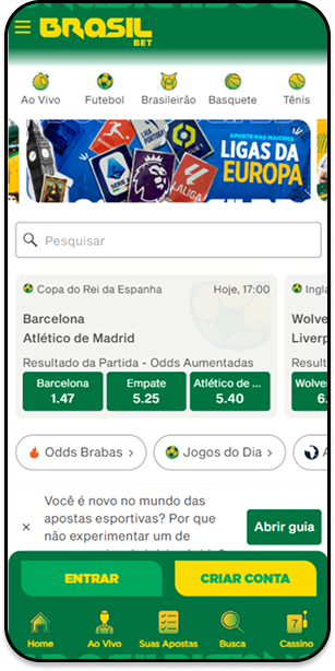 Área de esportes na Brasil Bet