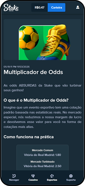 Multiplicador de odds na Stake para eventos esportivos