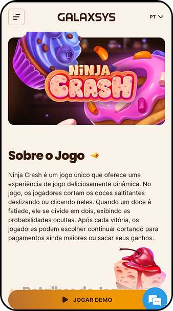 Versão demo do jogo Ninja Crash disponível no site da provedora Galaxsys
