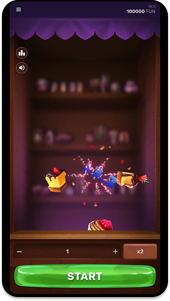 Multiplicador 3.2 com destaque para o botão Start no jogo Ninja Crash