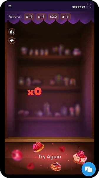 Jogo Ninja Crash com multiplicador zerado e convite para tentar de novo
