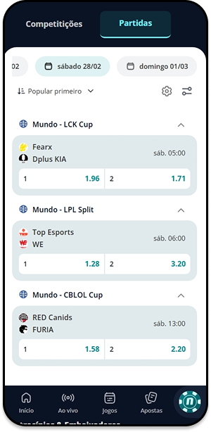 Lista de ligas de League of Legends disponíveis para apostas no app da Novibet