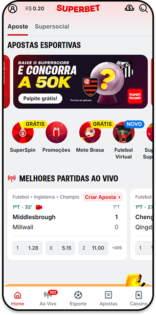 Ofertas da Superbet com destaque para o SuperScore e promoção de R$50 mil 