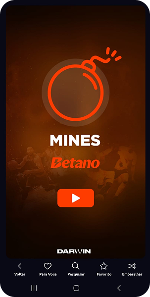 Jogo Mines da Betano com ícone de bomba e botão para iniciar a partida