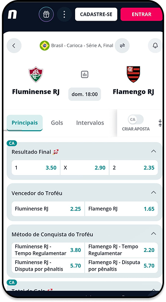 Odds na Novibet para Fluminense x Flamengo na final do campeonato carioca
