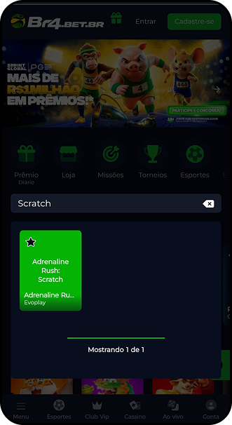 Raspadinha Adrenaline Rush Scratch da Evoplay disponível na Br4bet
