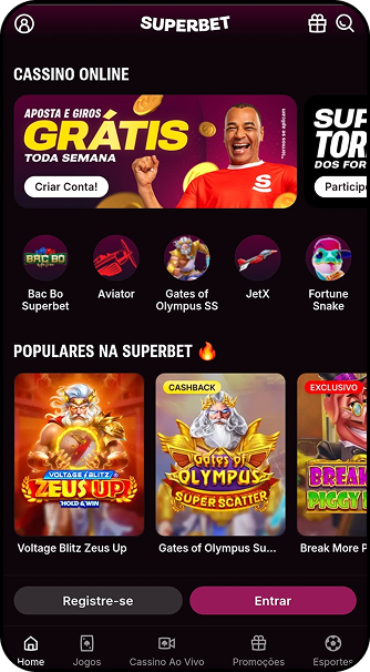 Cassino Superbet oferece giros grátis semanais com jogos populares Gates of Olympus e Aviator

