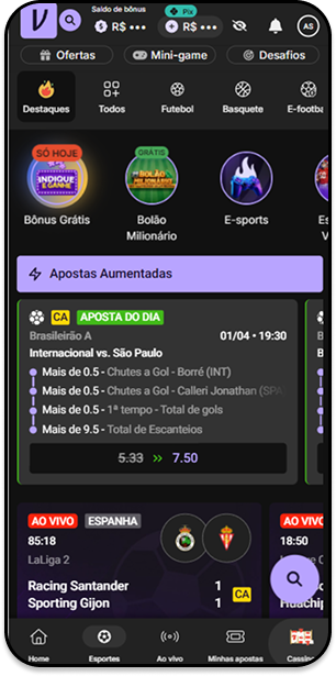 Página de esportes da Vupi