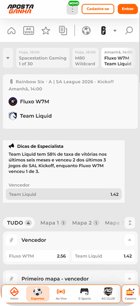 Aposta em Rainbow Six na Aposta Ganha para Fluxo W7M x Team Liquid pela SA League com dica de especialista
