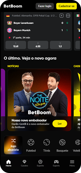 BetBoom com jogo ao vivo de Bayer Leverkusen x Bayern Munich e Danilo Gentili como novo embaixador da casa