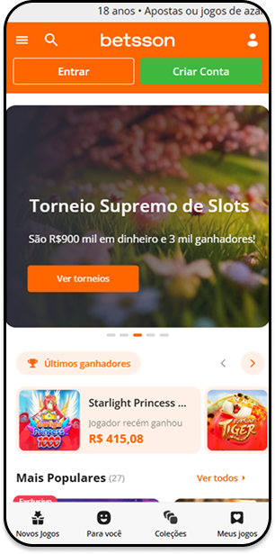 Cassino da Betsson com banner de destaque para torneio de slots