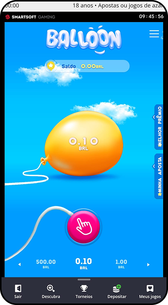 Jogo Balloon da Smartsoft Gaming na Betsson com balão laranja e aposta de R$0,10