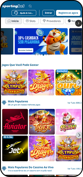 Cassino Sportingbet com oferta de 10% em jogos como Fortune Tiger, além de outros títulos como Aviator