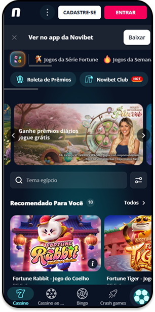 Cassino da Novibet com promoções e roleta diária com prêmios