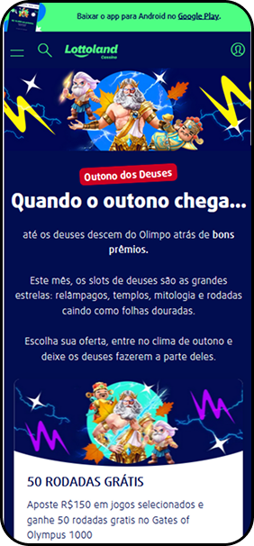 Oferta de giros grátis na Lottoland com uma oferta de 50 giros grátis no Gates of Olympus 1000