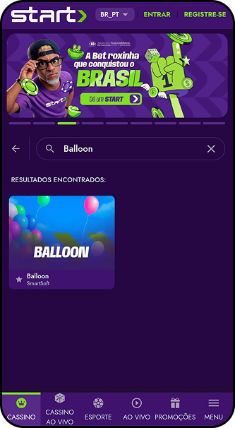 Jogo Balloon da Smartsoft disponível na Start Bet no cassino