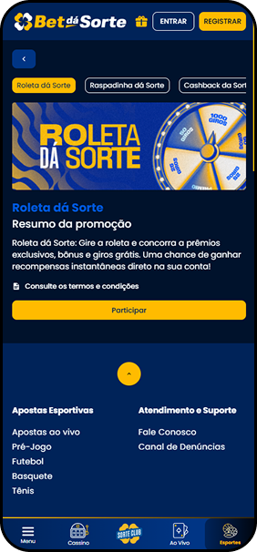 Casa de aposta de 1 real Bet dá Sorte com Roleta da Sorte
