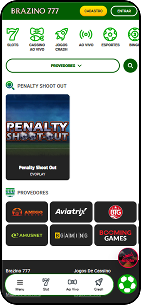 Penalty Shoot Out da Evoplay disponível no cassino da Brazino777