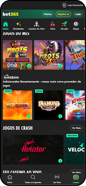 Cassino ao vivo no app bet365 com jogos crash como o Aviator