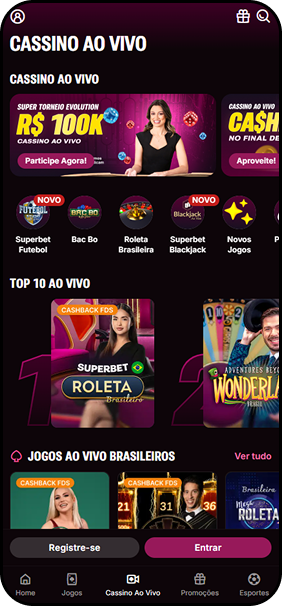 Cassino ao vivo Superbet com super torneio da Evolution com 100.000 em prêmios