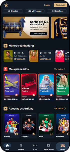 Cassino da Estrela Bet com maiores ganhadores, jogos mais premiados como Aviator e Gates of Olympus, e acesso a apostas esportivas de futebol e e-sports