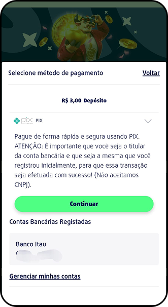 Depósito de R$3,00 via Pix na Lottoland com conta Banco Itaú vinculadaDepósito de R$3,00 via Pix na Lottoland com conta Banco Itaú vinculada