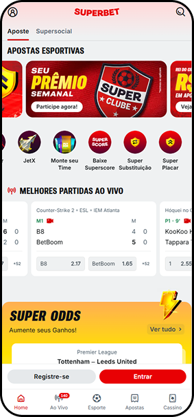 Apostas esportivas ao vivo na Superbet com destaque para CS2 no IEM Atlanta, Super Odds e promoção Super Clube
