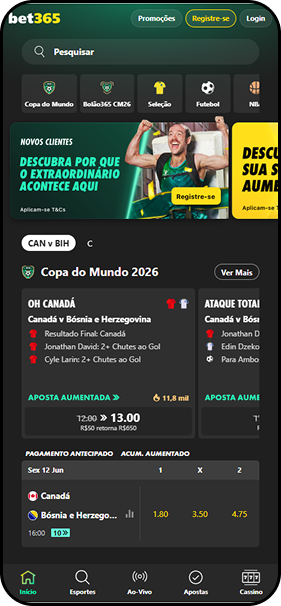 Casa de apostas bet365 com odds para a Copa do Mundo 2026
