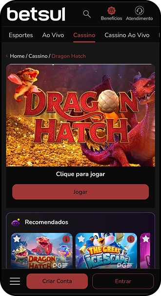 Dragon Hatch da PG Soft no cassino da Betsul com dragões e moedas de ouro na arte do jogo e sugestões de títulos similares