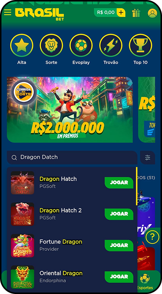 Dragon Hatch e Dragon Hatch 2 da PGSoft disponíveis na Brasil Bet ao lado de Fortune Dragon e Oriental Dragon
